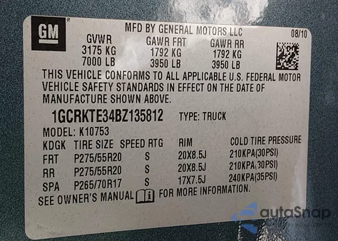 2011 Chevrolet Silverado 1500 Ltz from USA, damaged, VIN 1GCRKTE34BZ135812